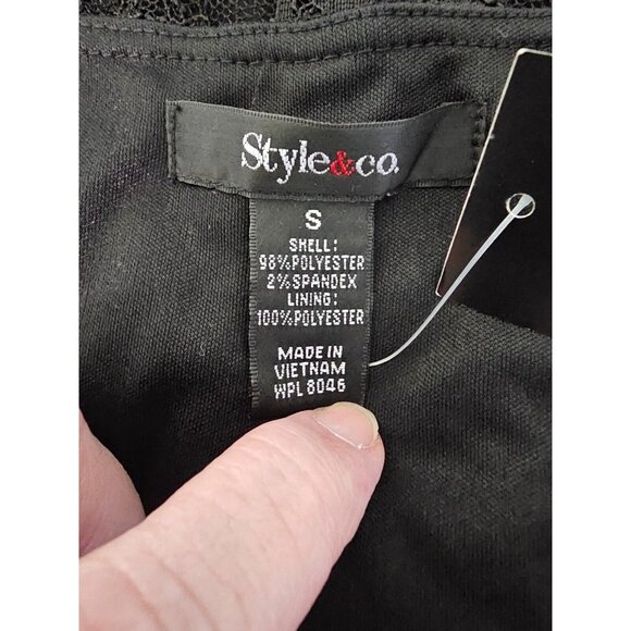 NWT Style & Co Lace Dress, Size S, Small, Black, Lined, Half Sleeve Prom, Party - Picture 6 of 6